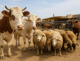 دام‌ های سالم و آماده کشتار در بازار دام ایران شامل گاو، گوساله، گوسفند و بز (قیمت دام کشتاری).