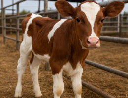 گوساله در مزرعه پرورش دام، رعایت نکات تغذیه و بهداشت، آماده خرید و فروش در سایت تنکادشت