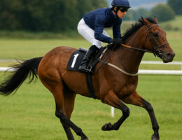 اسب کورسی در حال حرکت برای ارزیابی سلامت و ساختار بدنی.