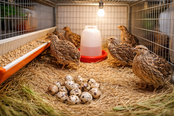 بلدرچین تخم‌گذار در خانه